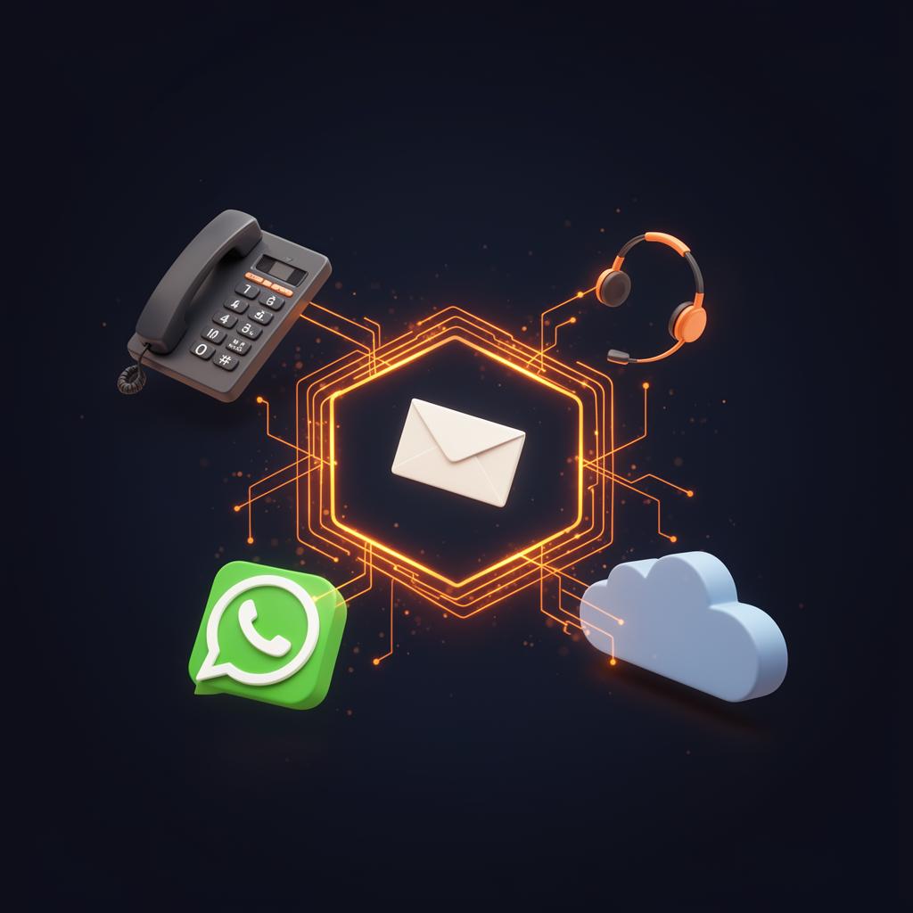 Integração entre telefonia IP, e-mail corporativo, WhatsApp, suporte técnico e nuvem